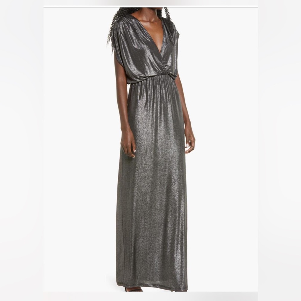 Elegant Silver Evening Gown
